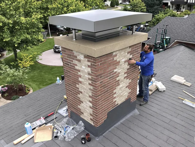 Cleveland Chimney Sweep team working on a custom chimney remodel in Cleveland, OH