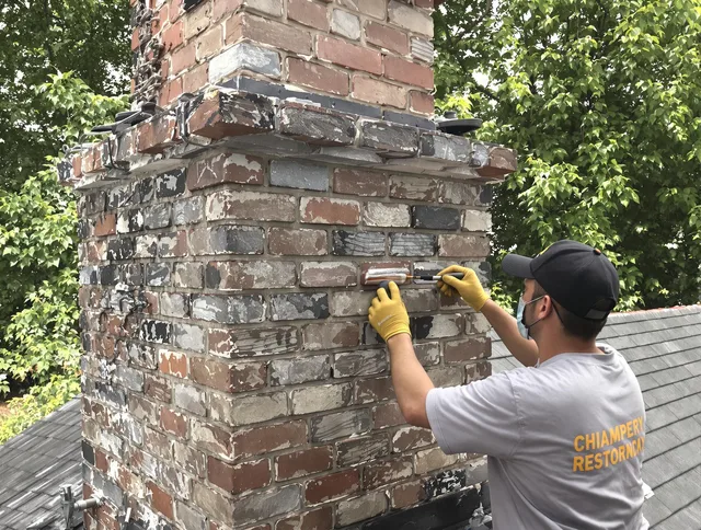 In-progress chimney restoration by Cleveland Chimney Sweep in Cleveland, OH