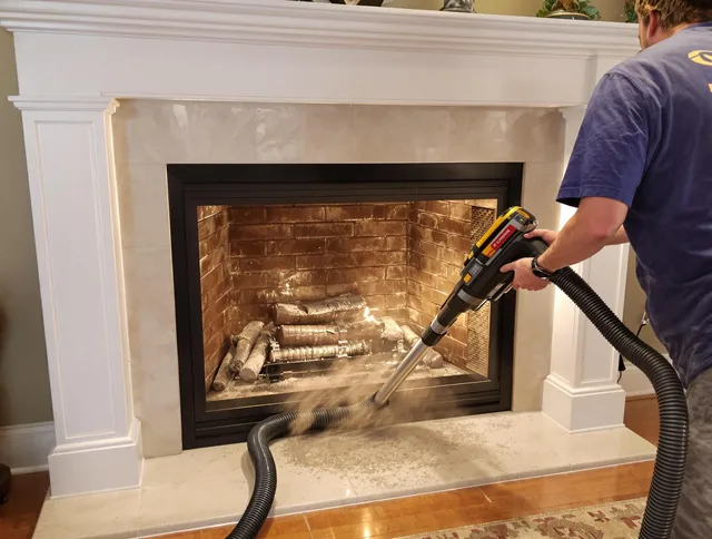 Fireplace cleaning performed by Cleveland Chimney Sweep in Cleveland, OH